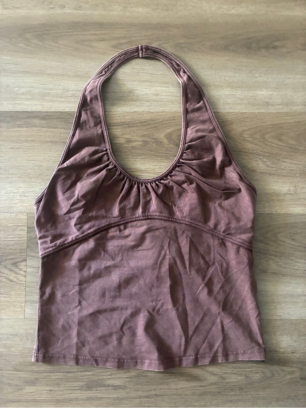 Free People Movement Brown Halter Crop Tank Top Open Back NWOT Size M